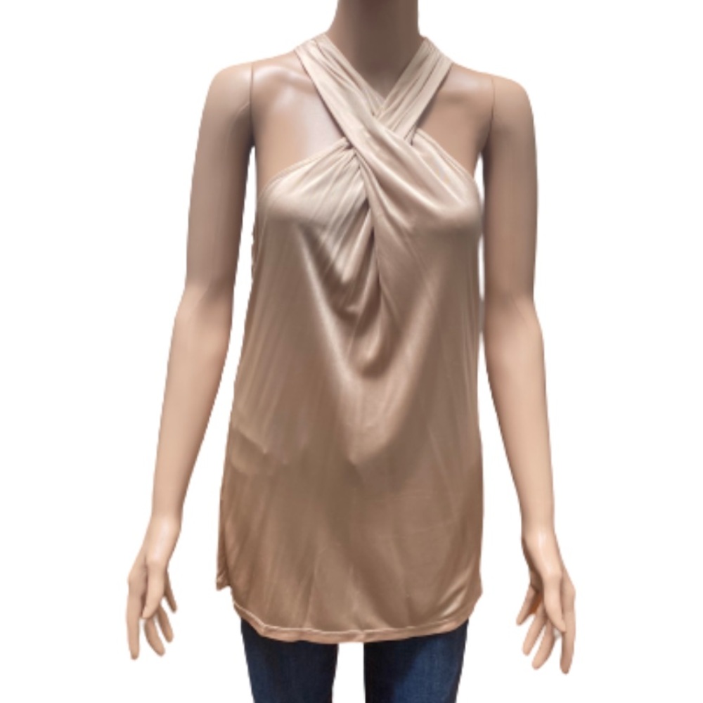 Ann Taylor crisscross halter top rose gold size medium
